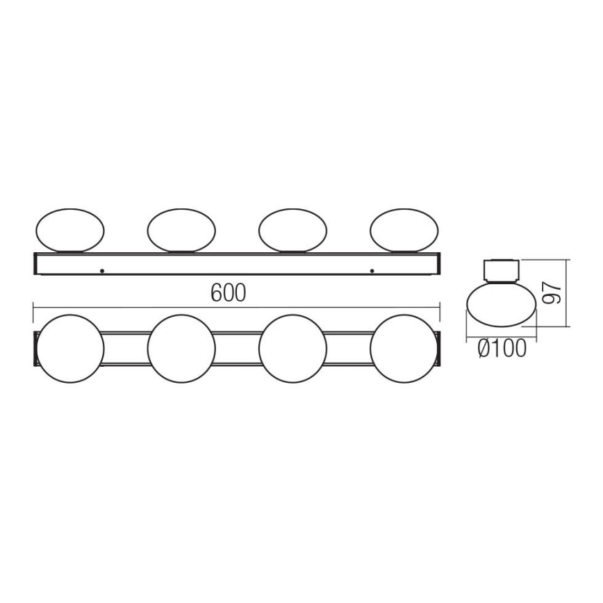Redo 01-4311 - LED kúpeľňové stropné svietidlo OVUM 4xLED/5W/230V 3000/4000K CRI 90 IP44 biela/čierna