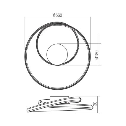 Redo 01-4359 - LED Stmievateľné stropné svietidlo TORSION LED/40W/230V 2700/3000/4000K CRI 90 pr. 56 cm čierne