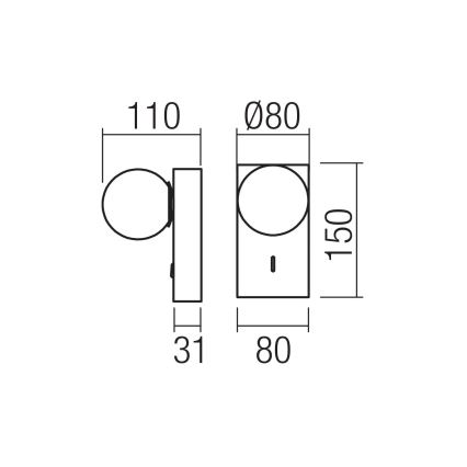 Redo 01-4659 - LED nástenné svietidlo NORMA LED/5W/230V CRI 90 USB biela/čierna