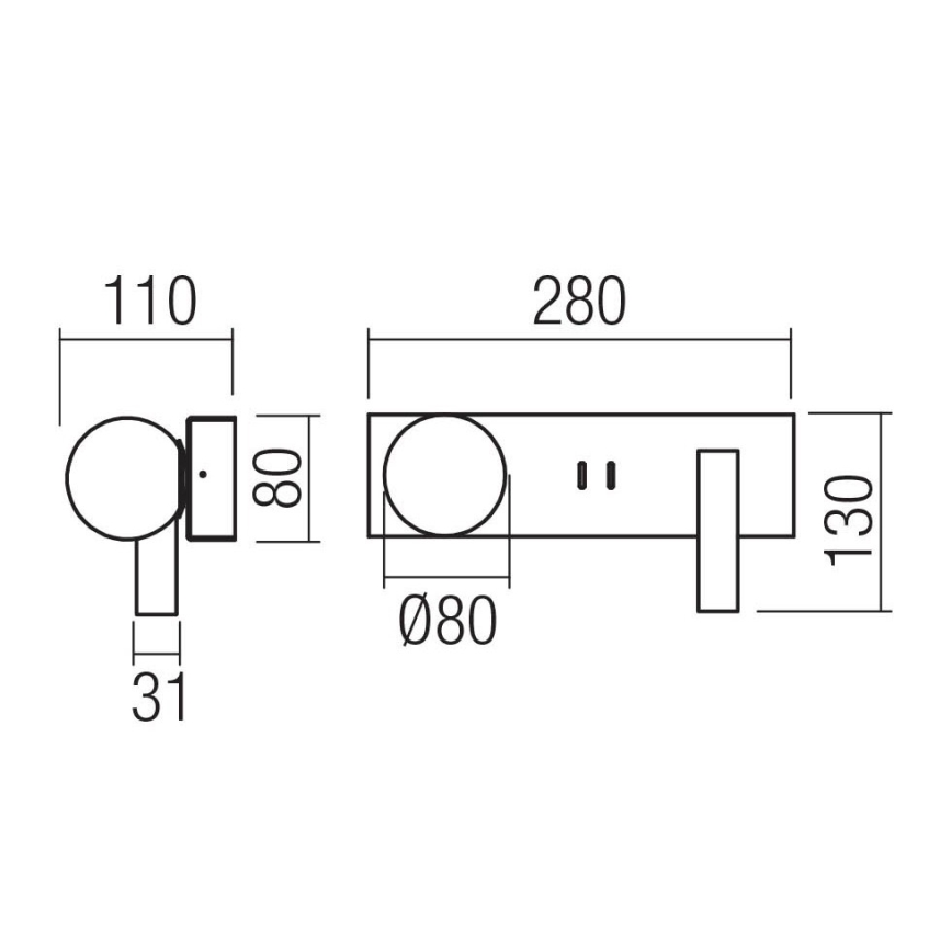 Redo 01-4660 - LED Nástenné svietidlo NORMA LED/5W/230V + LED/3W CRI 90 USB biela
