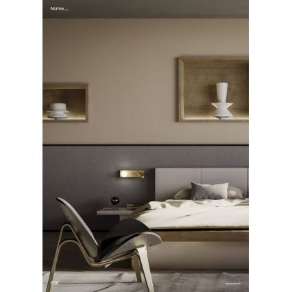 Redo 01-4661 - LED nástenné svietidlo NORMA LED/5W/230V + LED/3W CRI 90 USB biela/zlatá