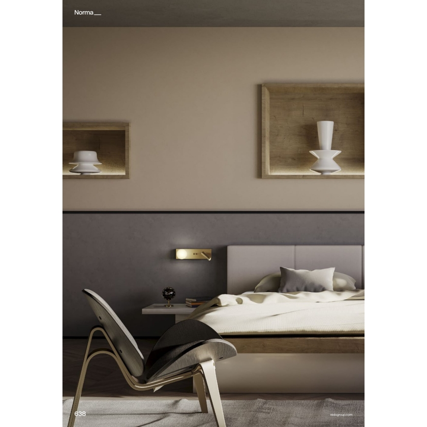 Redo 01-4661 - LED nástenné svietidlo NORMA LED/5W/230V + LED/3W CRI 90 USB biela/zlatá