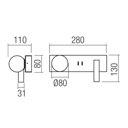 Redo 01-4663 - LED nástenné svietidlo NORMA LED/5W/230V + LED/3W CRI 90 USB biela/čierna