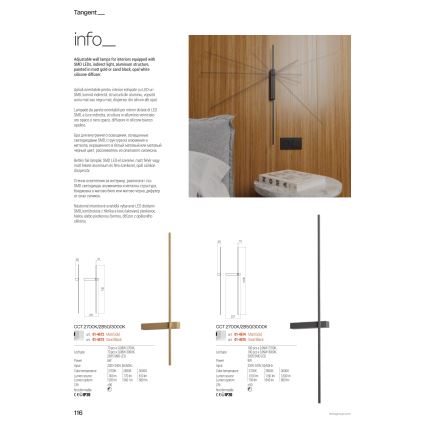 Redo 01-4675 - LED Nástenné svietidlo TANGENT LED/9W/230V 2700/2850/3000K CRI 90 čierna