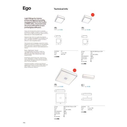 Redo 01-703 - Kúpeľňové nástenné svietidlo EGO 2xE14/28W/230V 36 cm IP44 lesklý chróm