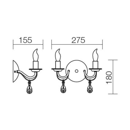 Redo 02-710 - Nástenná lampa FABIOLA 2xE14/28W/230V