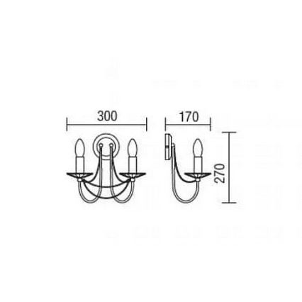 Redo 02-859 - Nástenná lampa ARIEL 2xE14/28W/230V meď