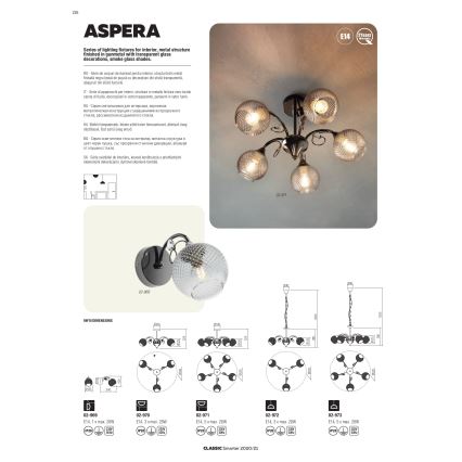 Redo 02-972 - Luster na reťazi ASPERA 3xE14/28W/230V priemer 52 cm čierny