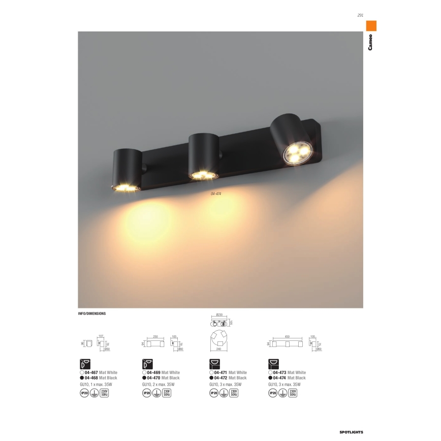 Redo 04-469 - Bodové svietidlo CAMEO 2xGU10/35W/230V biela