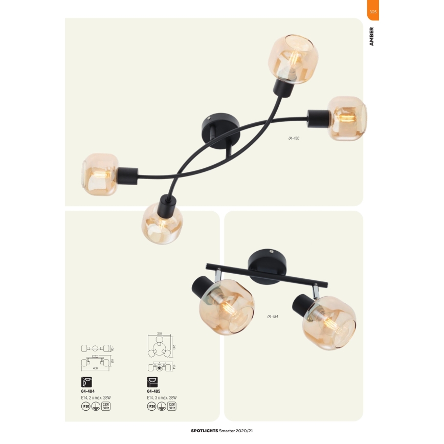 Redo 04-483 - Nástenné bodové svietidlo AMBER 1xE14/28W/230V