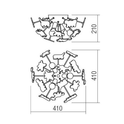 Redo 04-514 - Detské stropné svietidlo SAFARI 3xE14/28W/230V priemer 41 cm pestrofarebné