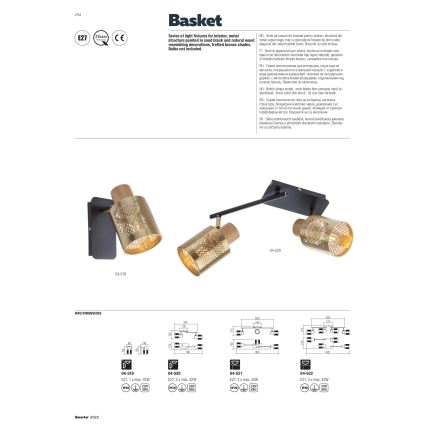 Redo 04-520 - Stropné svietidlo BASKET 2xE27/42W/230V bronz