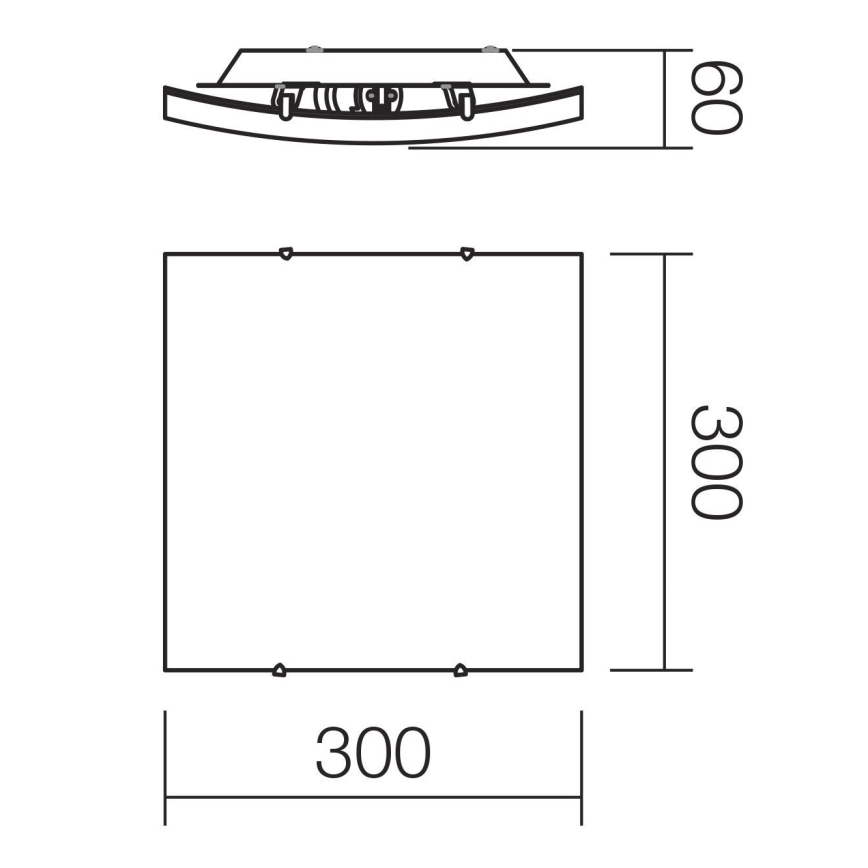 Redo 05-904 - Stropné svietidlo ISIDE 1xE27/42W/230V 30x30 cm číre