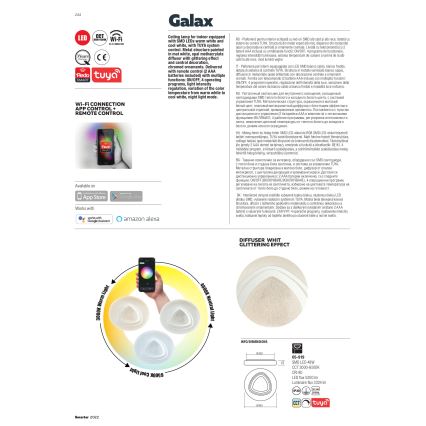 Redo 05-919 - LED stmievateľné stropné svietidlo GALAX LED/48W/230V 3000-6500K Wi-Fi Tuya priemer 48 cm biele + diaľkové ovládanie