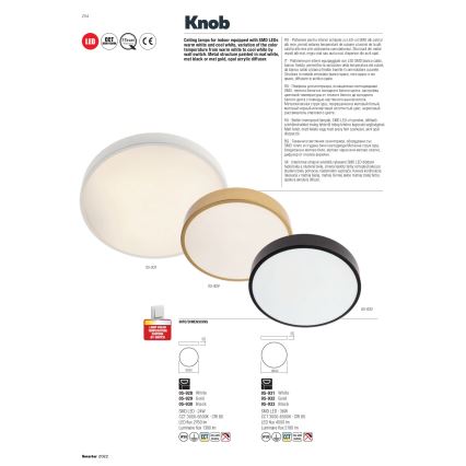 Redo 05-931 - LED Stropné svietidlo KNOB LED/36W/230V 3000K-6500K 40 cm biela