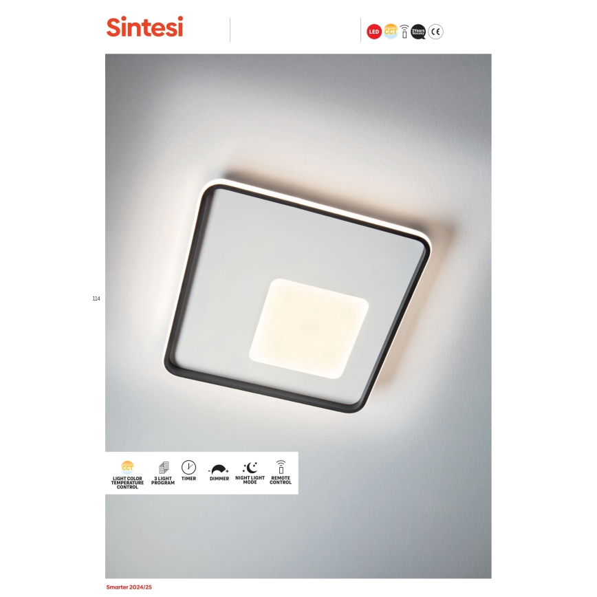 Redo 05-961 - LED Stmievateľné stropné svietidlo SINTESI LED/53W/230V 45x45 cm 3000-6000K + diaľkové ovládanie