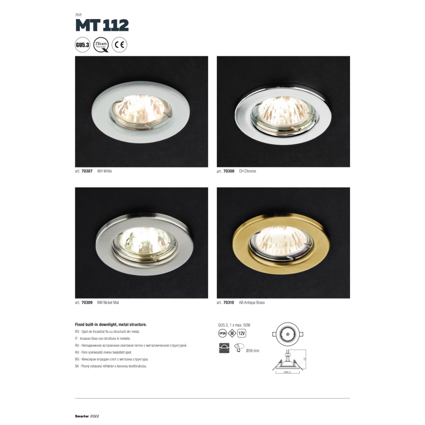 Redo 70308 - Podhľadové svietidlo MT 1xGU5,3/50W/12V lesklý chróm