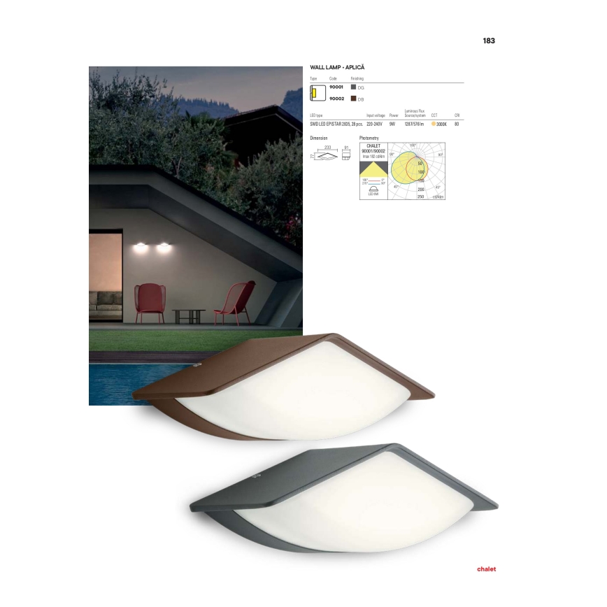 Redo 90002 - LED Vonkajšie nástenné svietidlo CHALET 1xLED/8W/230V IP54