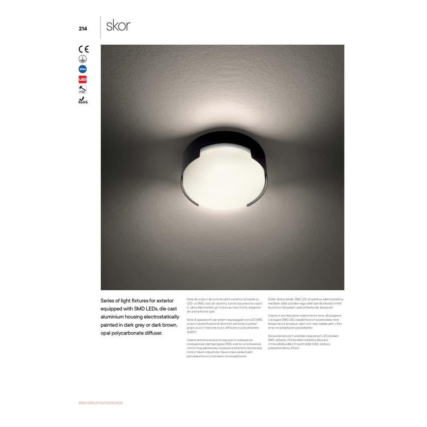 Redo 90005 - LED Vonkajšie stropné svietidlo SKOR LED/16W/230V IP54