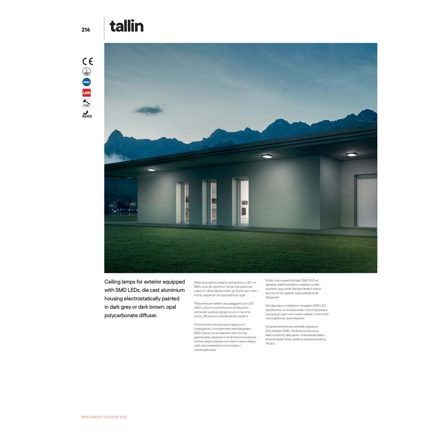Redo 90007 - LED Vonkajšie stropné svietidlo TALLIN LED/21W/230V 24,5x24,5 cm IP54 antracit