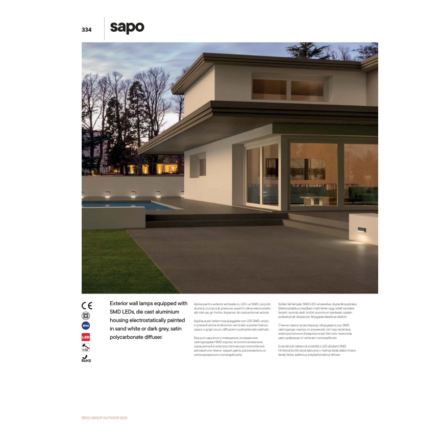 Redo 90072 - LED vonkajšie nástenné svietidlo SAPO LED/5W/230V IP65