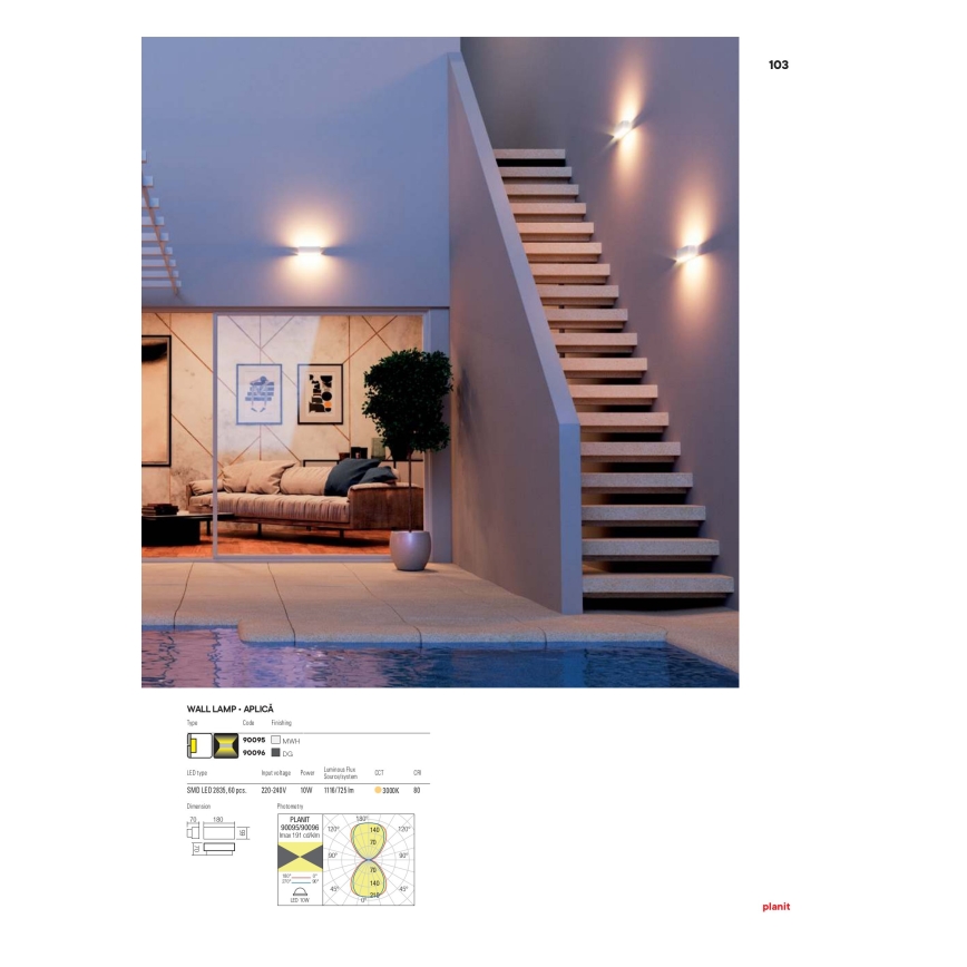 Redo 90095 - LED vonkajšie nástenné svietidlo PLANIT LED/10W/230V 3000K IP54 biela