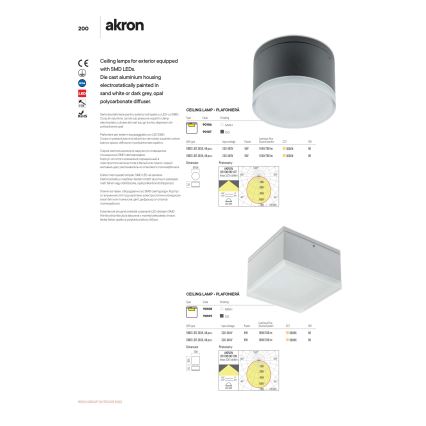 Redo 90107 - LED Vonkajšie stropné svietidlo AKRON 1xLED/9W/230V pr. 10,8 cm IP54