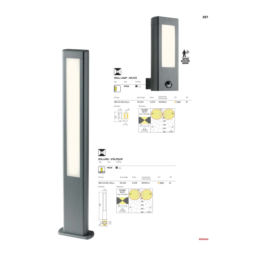 Redo 90125 - Vonkajšie LED svietidlo DOLMEN LED/12,44W/230V IP54 antracit
