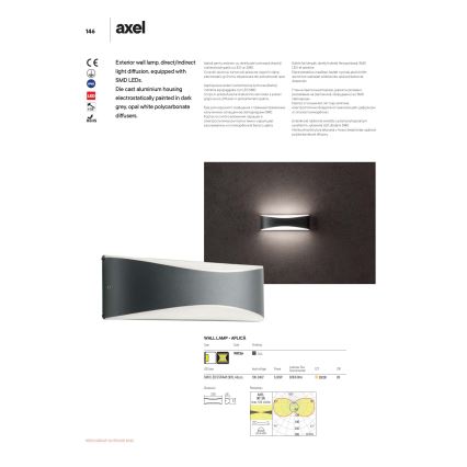 Redo 90126 - LED vonkajšie nástenné svietidlo AXEL LED/7W/230V 3000 IP65 antracit