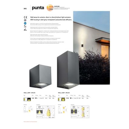 Redo 90151 - Vonkajšie nástenné svietidlo PUNTA 1xGU10/7W/230V IP44