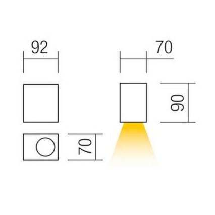 Redo 90151 - Vonkajšie nástenné svietidlo PUNTA 1xGU10/7W/230V IP44