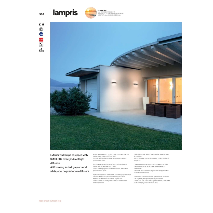 Redo 90154 - vonkajšie nástenné svietidlo LAMPRIS LED/12W/230V IP65