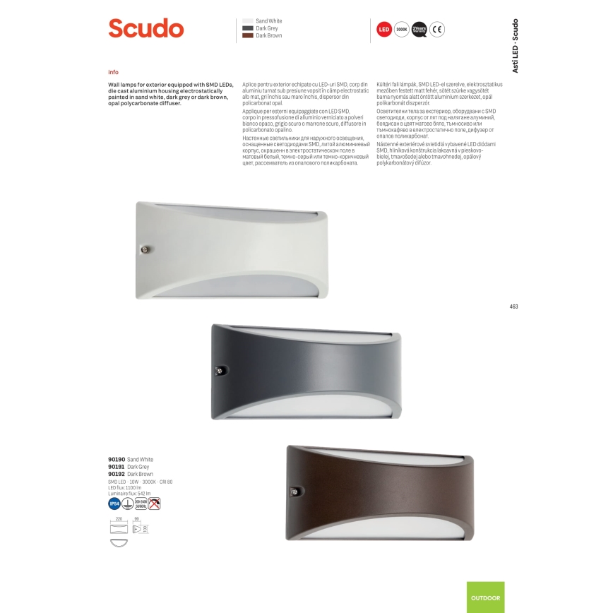 Redo 90192 - LED Vonkajšie nástenné svietidlo SCUDO LED/10W/230V 3000K IP54 hnedá