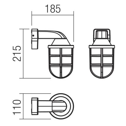 Redo 90206 - Vonkajšie nástenné svietidlo CAGE 1xE27/28W/230V IP44 meď