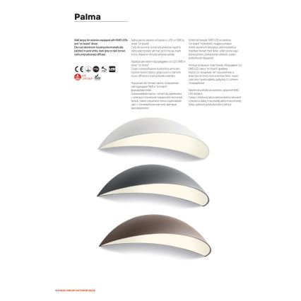 Redo 90236 - LED vonkajšie nástenné svietidlo PALMA LED/18W/230V 3000K IP54 hnedá