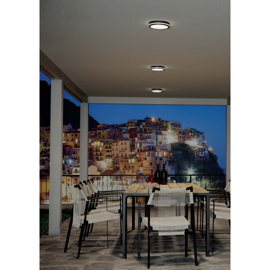 Redo 90290 - LED Vonkajšie stropné svietidlo so senzorom ISOLA LED/24W/230V pr. 26 cm 3000/4000/6500K IP54 antracit