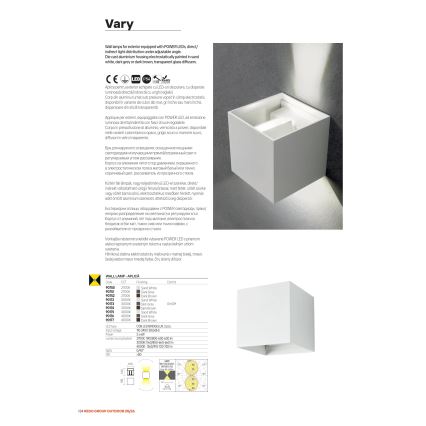 Redo 90294 - LED vonkajšie nástenné svietidlo VARY 2xLED/10W/230V 3000K IP54 biele
