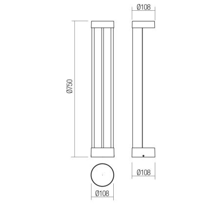 Redo 90366 - vonkajšie LED svietidlo ZEUS, 11,5 W, 230 V, 3000 K, 75 cm, IP54, hnedé