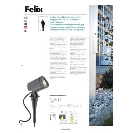 Redo 9041 - LED Vonkajšie svietidlo FELIX LED/7W/230V IP65 3000K