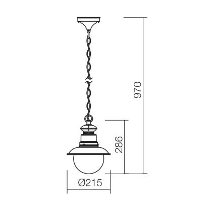 Redo 9046 - Vonkajší luster na reťazi SCOTT 1xE27/42W/230V IP44