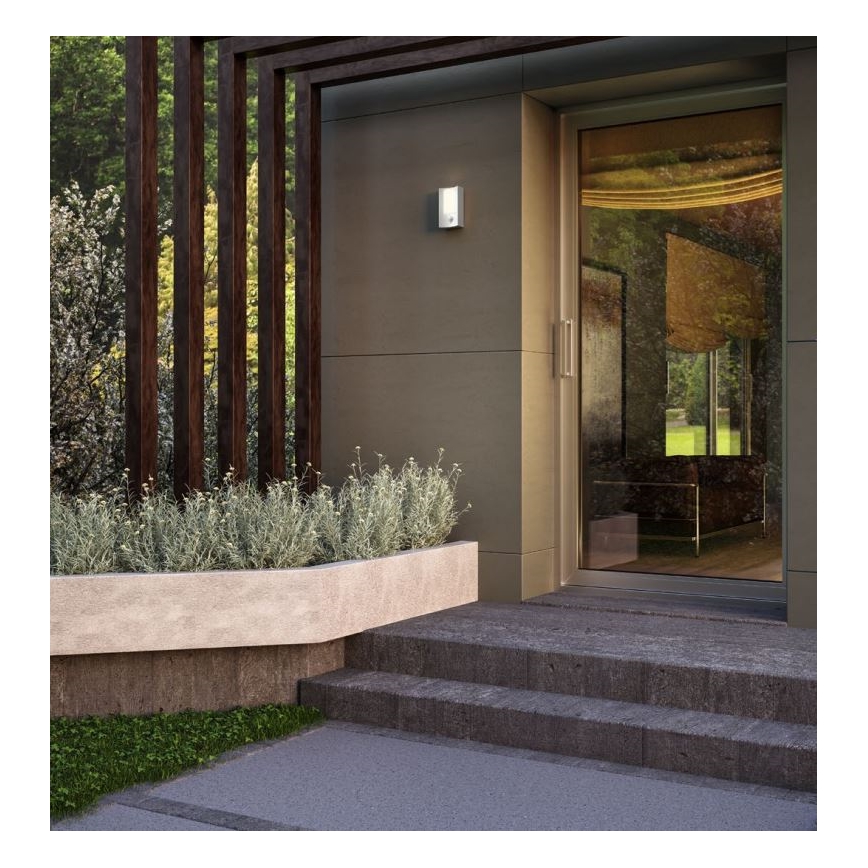 Redo 90486 - LED Vonkajšie nástenné svietidlo so senzorom WARP LED/8W/230V 3000K IP44 antracit