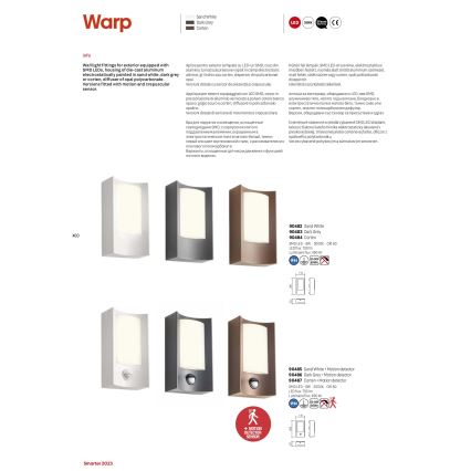 Redo 90486 - LED Vonkajšie nástenné svietidlo so senzorom WARP LED/8W/230V 3000K IP44 antracit