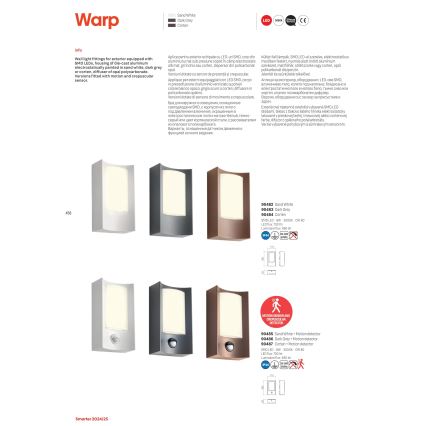 Redo 90487 - LED Vonkajšie nástenné svietidlo so senzorom WARP LED/8W/230V 3000K IP44 hnedá