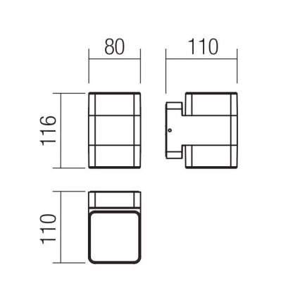 Redo 90492 - LED Vonkajšie nástenné svietidlo TOK LED/14,8W/230V IP44 antracit