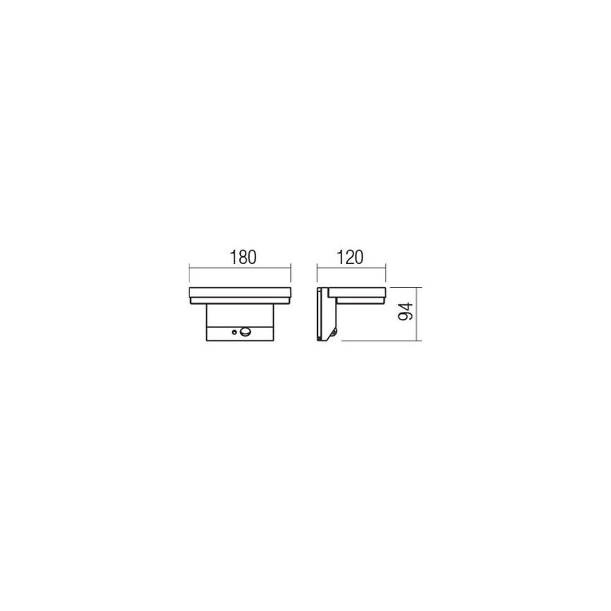 Redo 90535 - LED Solárne nástenné svietidlo so senzorom TAIYO LED/2W/3,7V 3000K 2200 mAh IP54 antracit