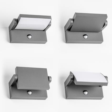 Redo 90587 - LED vonkajšie nástenné svietidlo so senzorom FLIP LED/20W/230V 3000K CRI 90 IP54 antracit