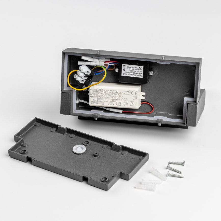 Redo 90587 - LED vonkajšie nástenné svietidlo so senzorom FLIP LED/20W/230V 3000K CRI 90 IP54 antracit