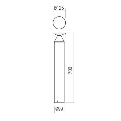 Redo 90591 - LED vonkajšie svietidlo BIRO LED/12W/230V/3000K/70 cm/CRI 90/IP65 antracit