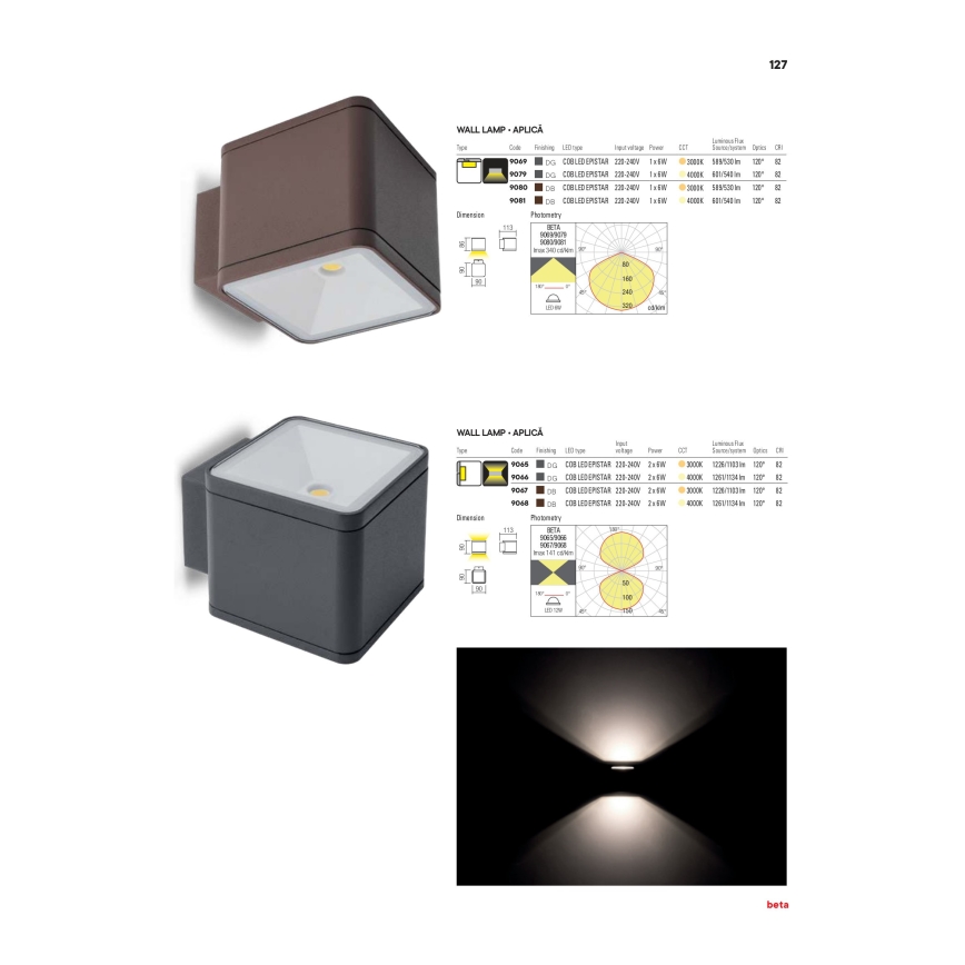 Redo 9069 - LED Vonkajšie nástenné svietidlo BETA LED/6W/230V IP54