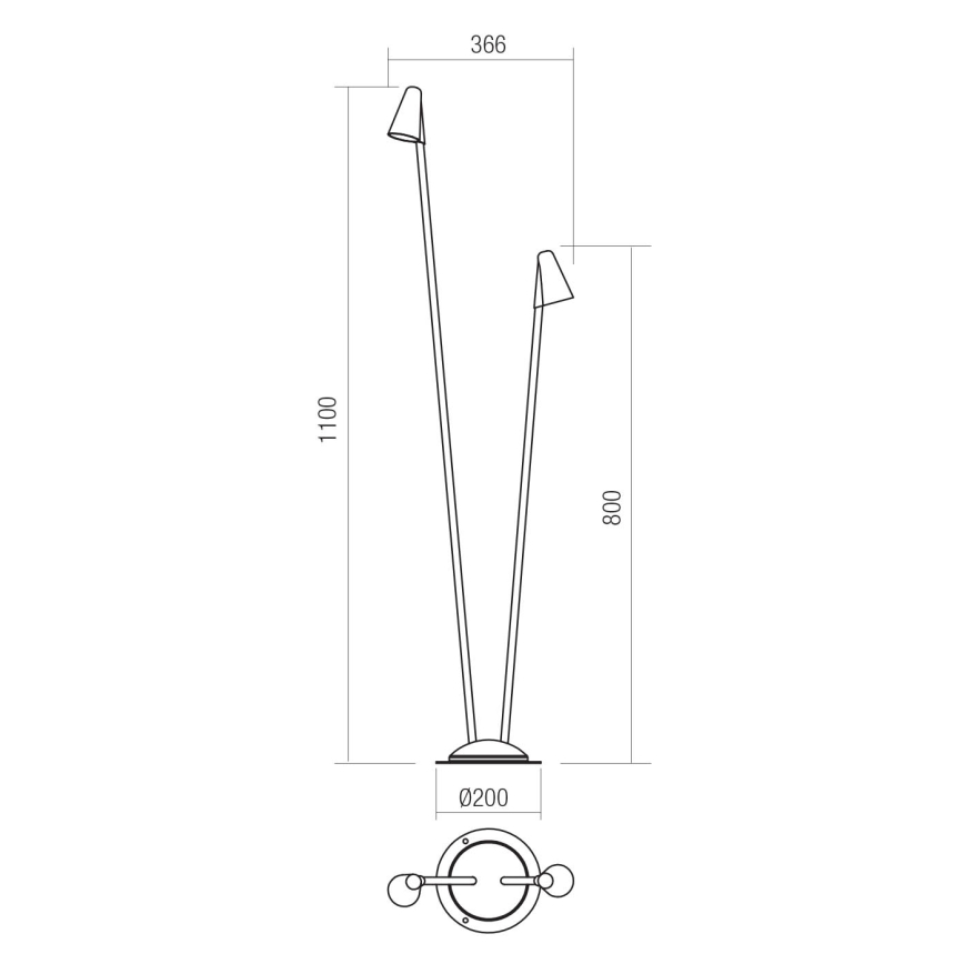 Redo 90713 - LED vonkajšia lampa NIVALIS 2xLED/6,9W/230V 3000K 110 cm IP65 zelená